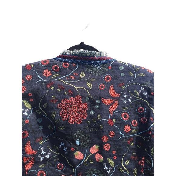 Loft Womens Embroidered Tapestry Jacket Size 0 XS Gypsy Strawberry Fairy Garden - Picture 10 of 12